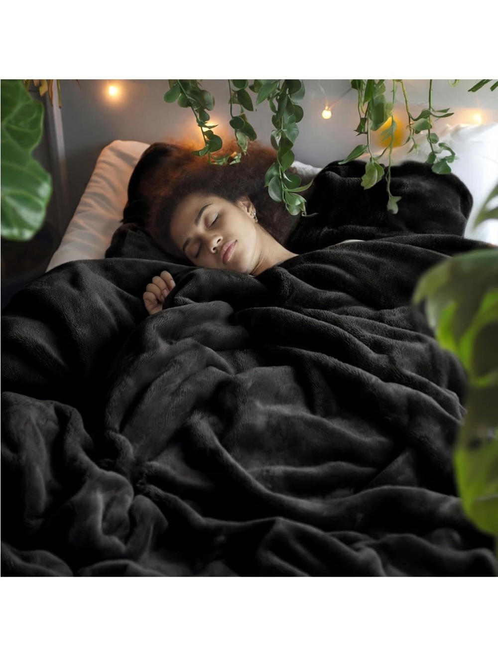 Black Plush Throw Blanket - Cozy Home Bedding